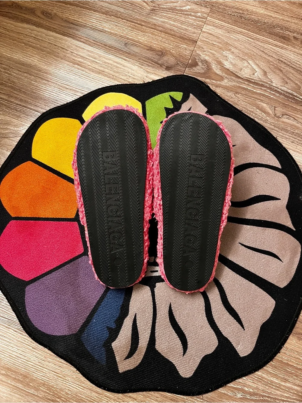Balenciaga Red Shearling Slide Sandals